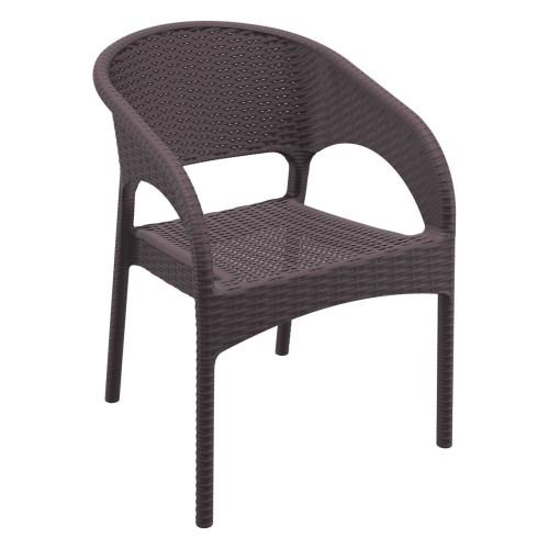 32" Brown Wickerlook Patio Stackable Dining Arm Chair - Comfortable and Weatherproof Outdoor Seating
