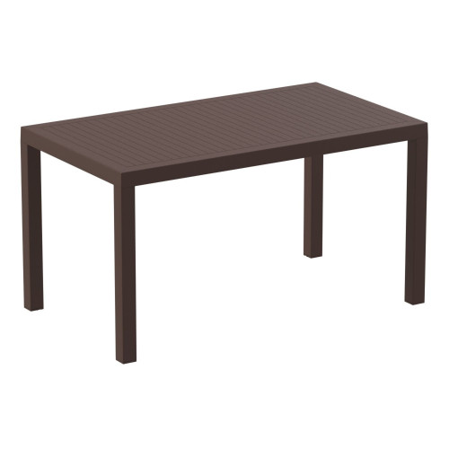55" Solid Brown Rectangular Outdoor Patio Dining Table - Comfortable and Resistant for Pool, Beach, and Heavy Use Areas