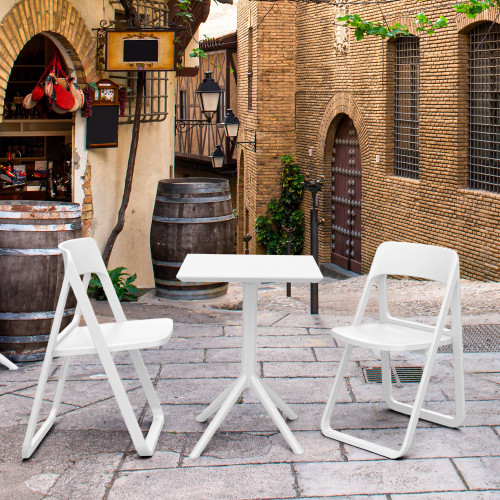 Elegant 3-Piece White Patio Folding Bistro Set - Versatile Outdoor Dining