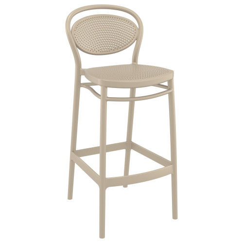 Durable 41.75" Taupe Brown Outdoor Patio Bar Stool for Restaurants, Cafes, and Hotels