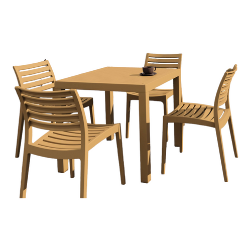 Classic Teak Brown Patio Dining Set: Sturdy and Traditional, Perfect for Outdoor Meals