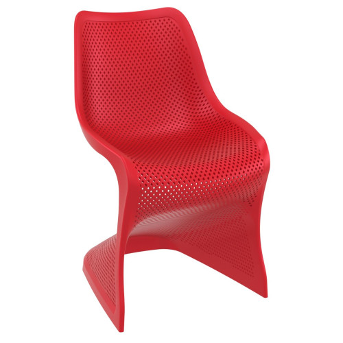 33.5" Red Outdoor Patio Dining Chair - Futuristic Style, Comfort, and Durability