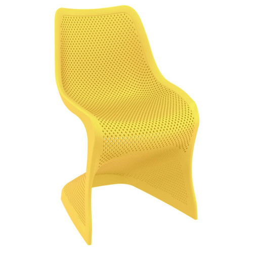 33.5" Yellow Outdoor Patio Dining Chair - Eclectic Design with Marine-Grade Resin and Fiberglass Technology