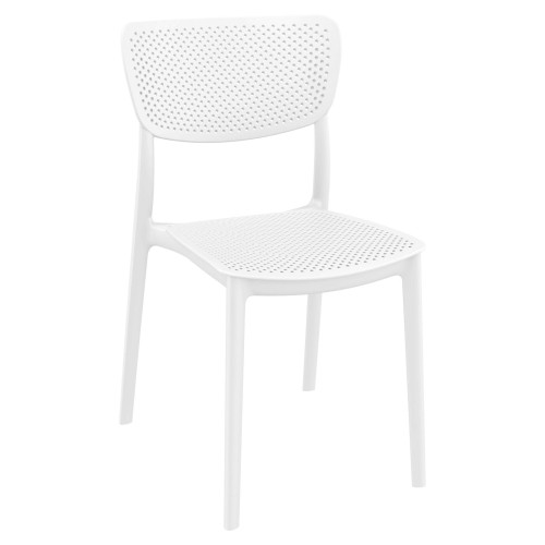 Transitional Design 33" White Stackable Patio Dining Chair - Ideal for Restaurants, Cafes, and More