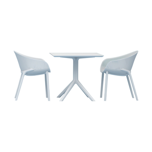Versatile & Sturdy - 3-Piece White Patio Bistro Set for Indoor and Outdoor Comfort!