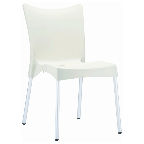 33.25" Beige and White Stackable Outdoor Patio Dining Chair - Durable and Stylish Resin Design