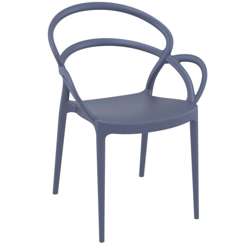 Enhance Your Outdoor Dining Experience with the 33" Gray Outdoor Patio Round Dining Arm Chair