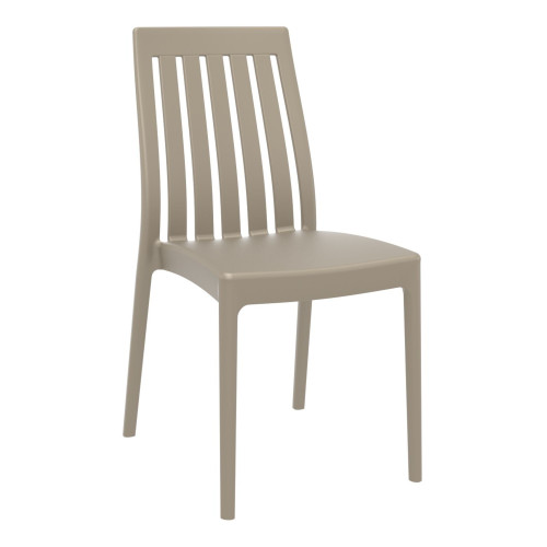 35" Taupe Brown High Back Stackable Outdoor Patio Dining Chair