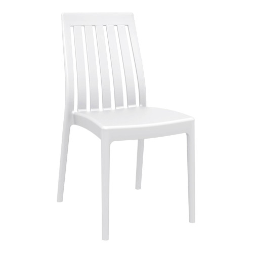 Elegant and Durable 35" White High Back Stackable Outdoor Patio Dining Chair