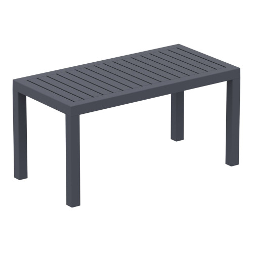 36" Dark Gray Patio Solid Rectangular Patio Resin Coffee Table