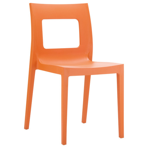 32" Orange Outdoor Patio Solid Dining Chair