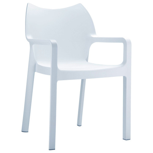 Ravishing Style White Outdoor Patio Solid Dining Arm Chair - Durable, Comfortable, and Easy to Maintain