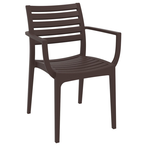 Sturdy and Comfortable 33" Brown Stackable Outdoor Patio Dining Arm Chair