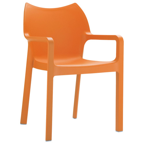 33" Orange Outdoor Patio Solid Dining Arm Chair - Minimalist Modern Style for Elegant Sophistication