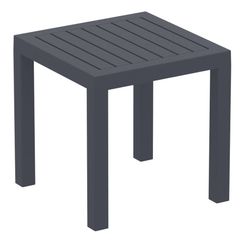 18 Inch Dark Gray Patio Square Resin Side Table: Ideal for Pool, Beach, and Heavy Use Areas