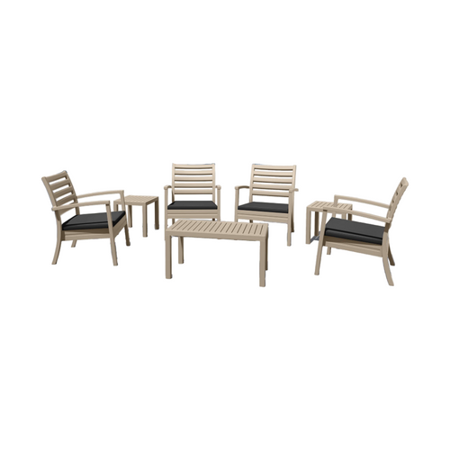 Elevate Your Outdoors: 7-Piece Taupe Gray & Charcoal Black Patio Seating Set