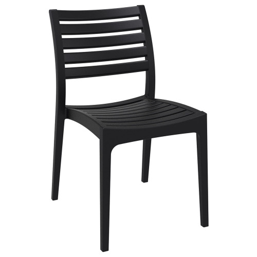 33" Black Outdoor Patio Stackable Dining Chair - Comfortable and Maintenance-Free Armchair for Outdoor Use