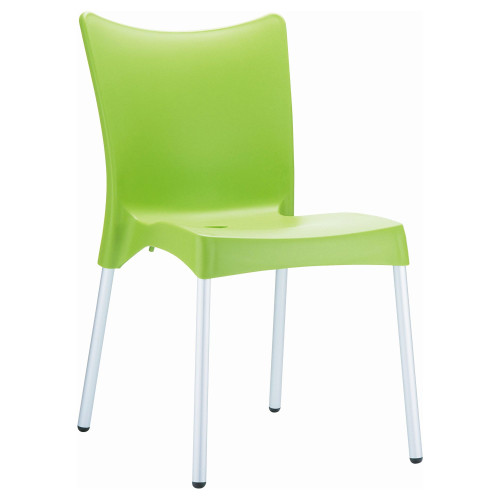 33.25" Apple Green and White Stackable Outdoor Patio Dining Chair - Sleek Design, Durable Resin, Rust-Free Aluminum Legs