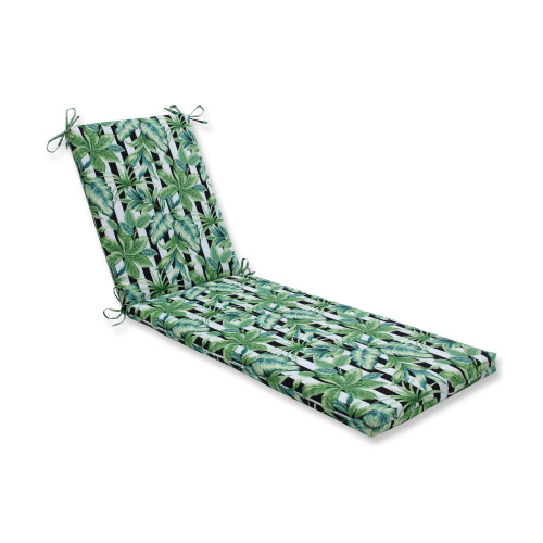 80" Green and White Tropical Outdoor Chaise Lounge Cushion