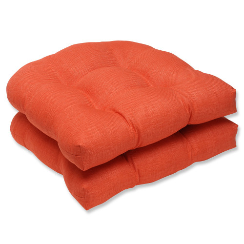 Solid Tufted Rounded Corner Seat Cushions - 19" - Orange - Set of 2