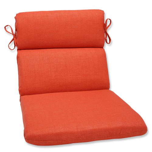 Solid Rounded Edge Outdoor Chair Cushion with Ties - 40.5" - Orange