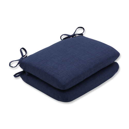 Set of 2 Summer Storm Indigo Blue Patio Seat Cushion 18.5"