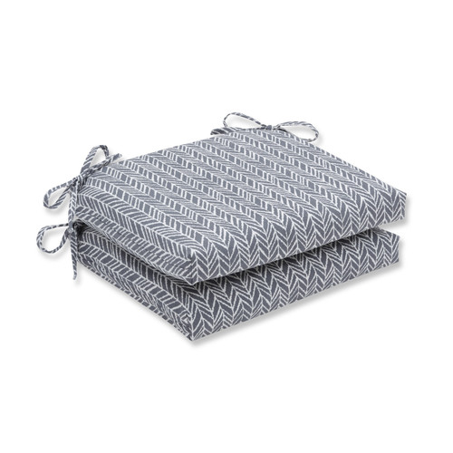 Set of 2 Gray and Pearly White Outdoor Patio Seat Cushion 18.5"