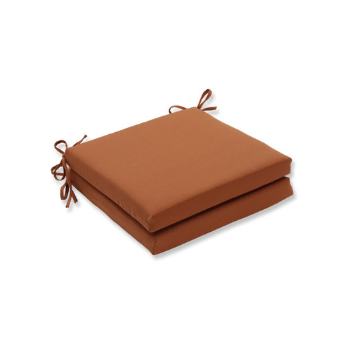 Set of 2 Brown Solid Outdoor Patio Seat Cushions with Ties 20"