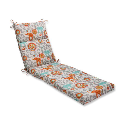 Set of 2 Gray and Orange  Outdoor Patio Chaise Lounge Cushion 72.5"