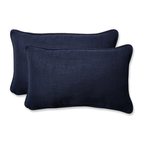 Set of 2 Indigo Blue Rectangular Outdoor Patio Throw Pillow 18"