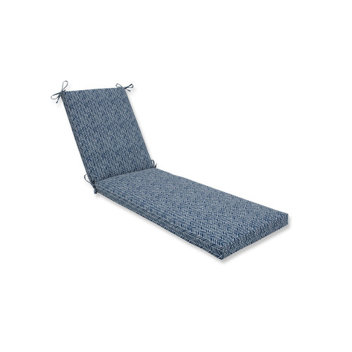 80" Navy Blue and White Herringbone Outdoor Chaise Lounge Cushion