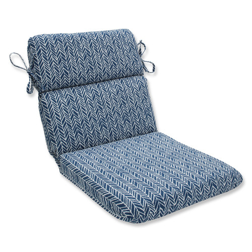 40.5" Inky Blue and Pearly Decorative White Chair Cushion