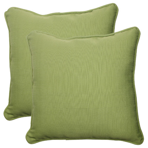 Set of 2 Olive Green Solid Outdoor Patio Square Throw Pillows 18.5"