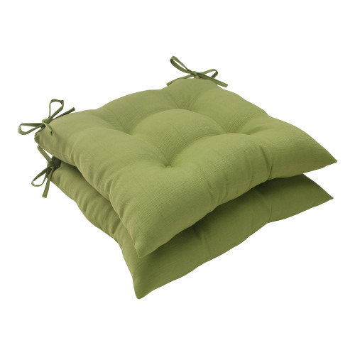 Set of 2 Olive Green Solid Outdoor Patio Tufted Seat Cushions 19"