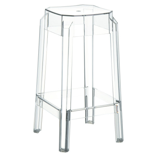 25.6" Clear Transparent Outdoor Patio Solid Counter Stool