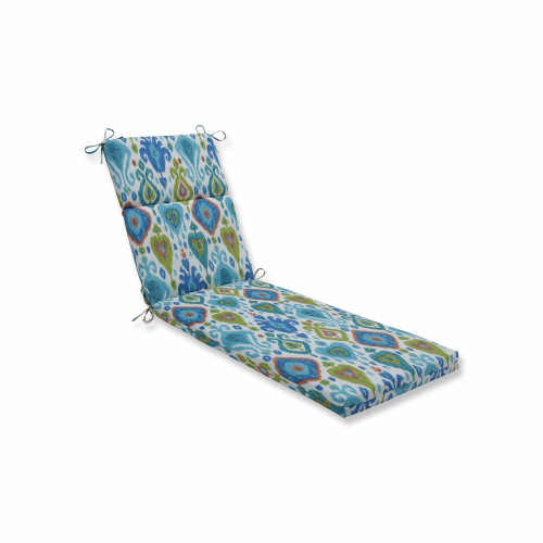 72.5" Vibrantly Colored Ikat Pattern Outdoor Patio Chaise Lounge Cushion