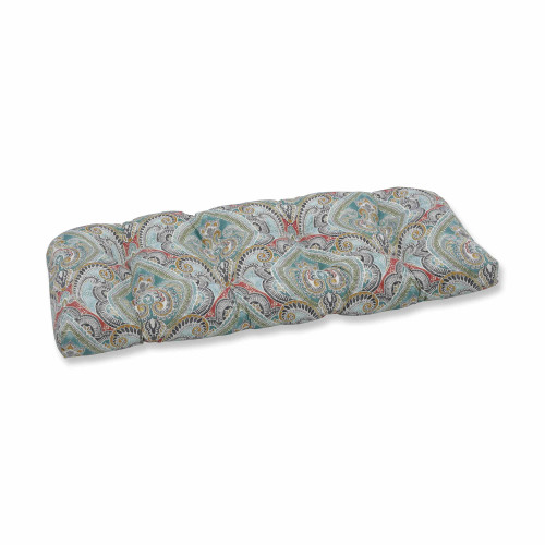 Damask Pattern Outdoor Patio Wicker Seat Cushion - 44" - Multicolor
