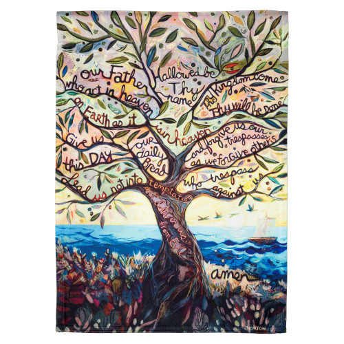 18" x 13" Lord's Prayer Olive Tree Garden Flag - Display Your Christian Faith with this Beautiful Outdoor Flag