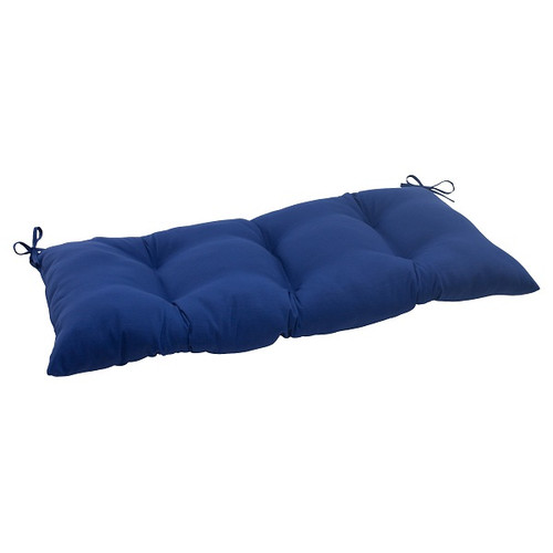 44" Navy Blue Solid Outdoor Patio Tufted Loveseat Cushion