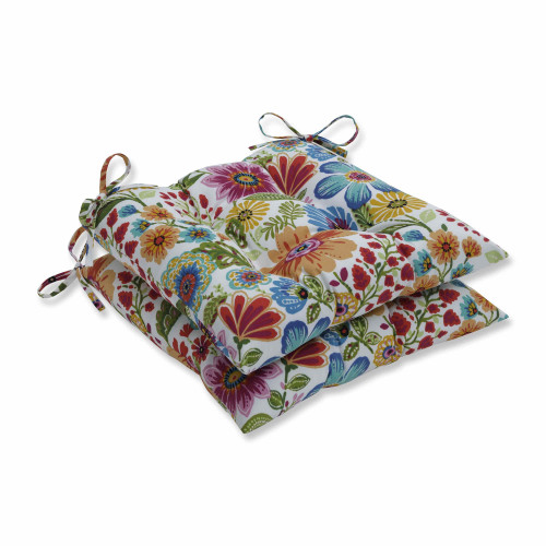 Set of 2 Floral Pattern Seat Cushions - 19" - Multicolor