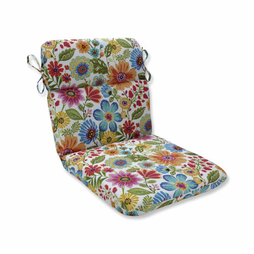 40.5" Vibrantly Colored Floral Pattern Rounded Corners Chair Cushion