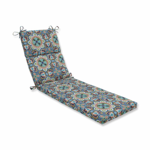 Damask Outdoor Patio Chaise Lounge Cushion - 72.5" - Blue and Red
