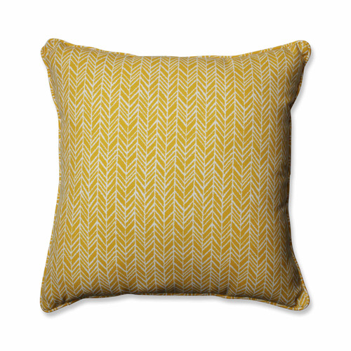 25" Yellow and White Herringbone Pattern Outdoor Patio Floor Pillow