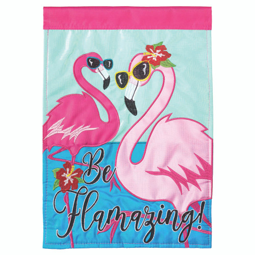 Double Applique "Be Amazing" Flamingo Outdoor Garden Flag 18"
