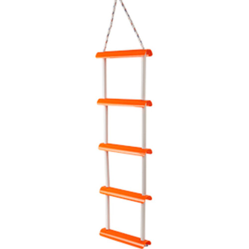 13" Orange and White Contemporary Five Step Folding Ladder