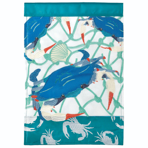 Double Applique Blue Crab Outdoor Garden Flag 18" x 13"