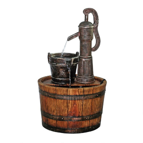 25-Inch Well Pump Barrel Fountain for Farm and Garden: Indoor/Outdoor Water Feature