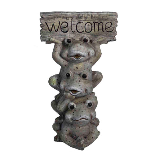 18" Happy Frog "Welcome" Outdoor Garden Statue