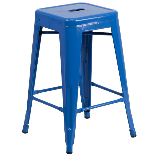 24" Blue Industrial Outdoor Furniture Patio Counter Height Stool