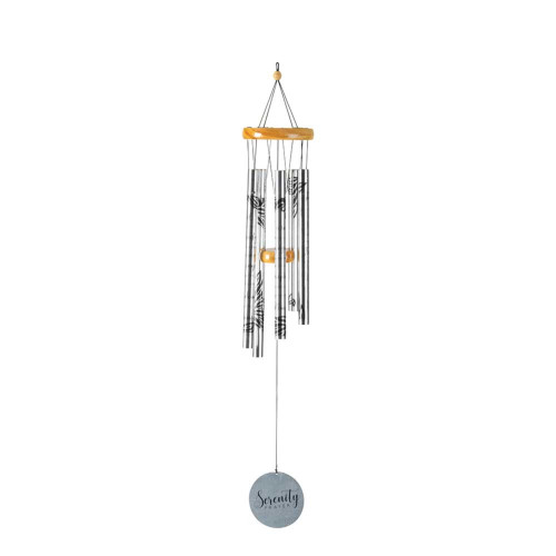 33" Silver Serenity Prayer Hanging Windchime with Bell Tubes